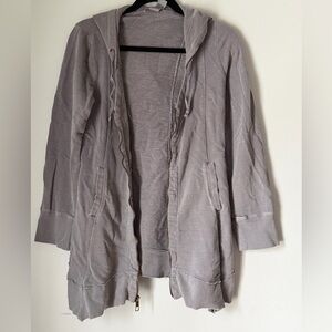 WEARABLES Gray Zip Hoodie Jacket Raw Hem Cotton Sweatshirt Size M